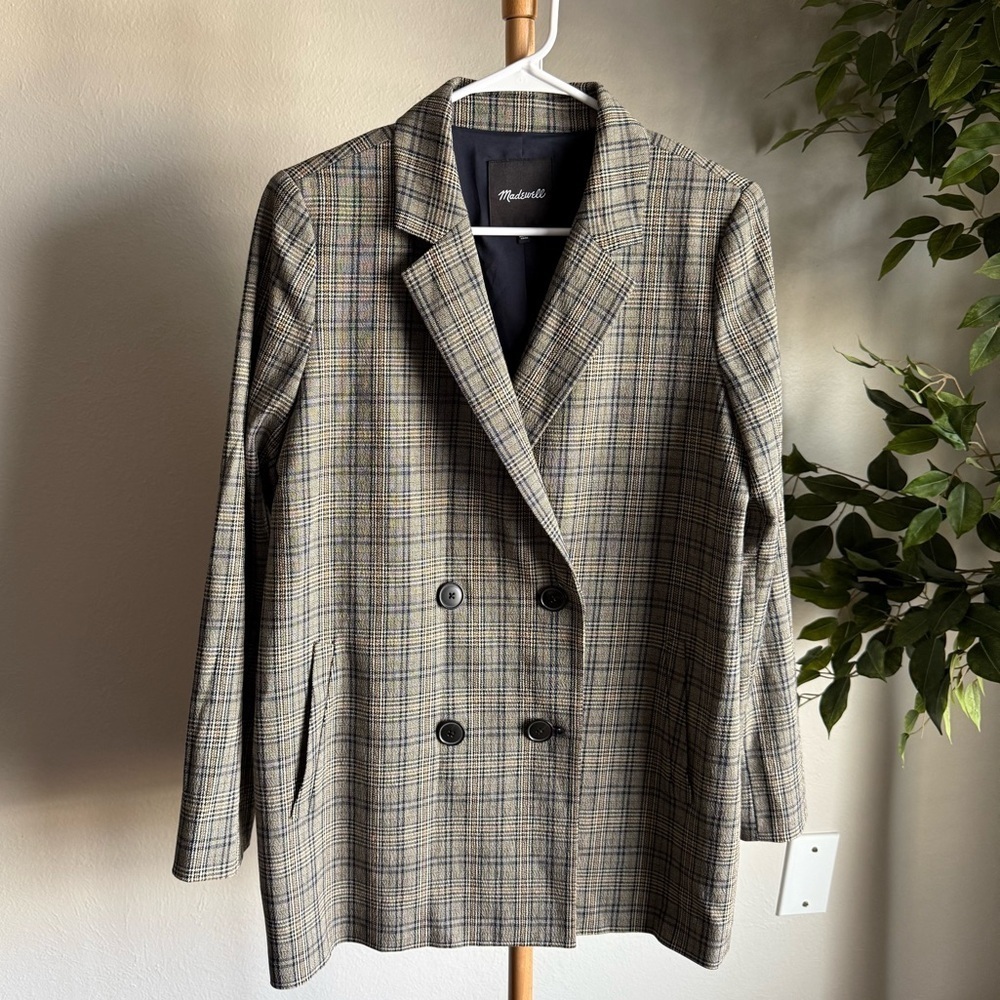 Madewell Caldwell Double-Breasted Blazer in Miltmore Plaid Women’s Size Small - Picture 4 of 9